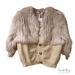 NWT VitaGrace Astrid Faux Fur Knitted Jacket Almond ONE SIZE